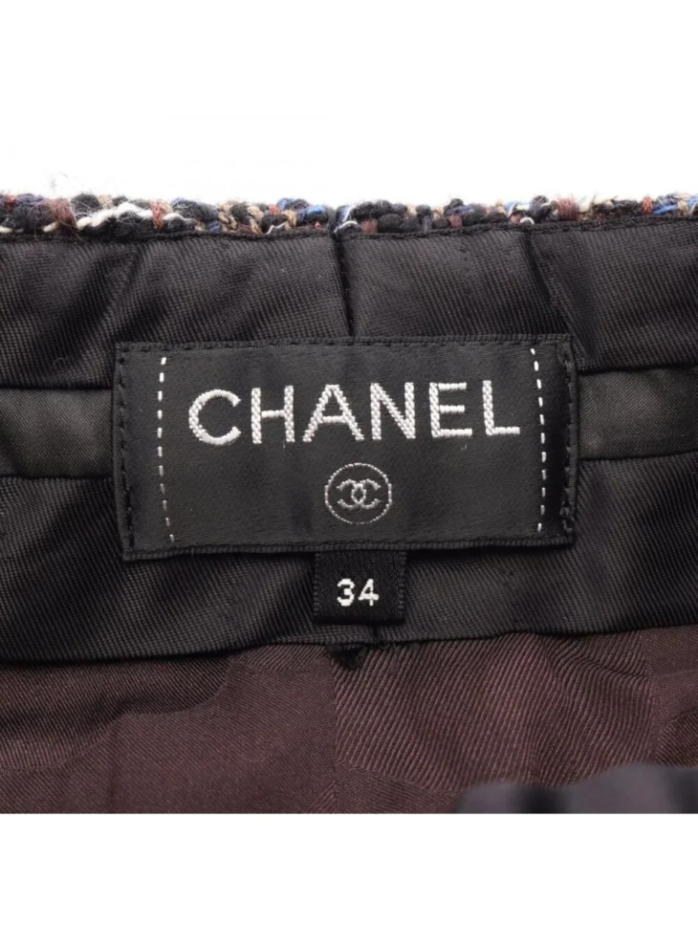 Chanel Pants Tweed Cropped Brown Wool